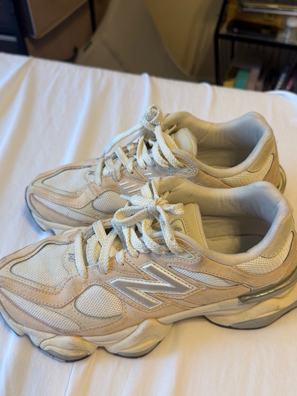 New Balance Women's Cream & Baby Pink Suede Sneakers